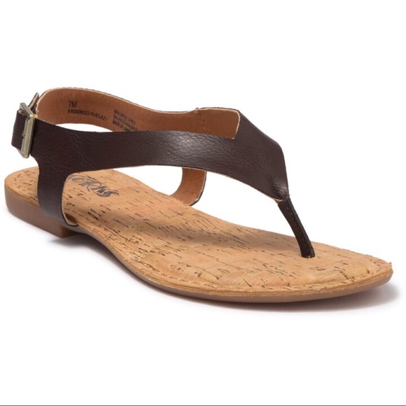 NIB Korks by Kork Ease Skylar Flat Toe Post Thong Sandal Dark Brown PU - Picture 9 of 12